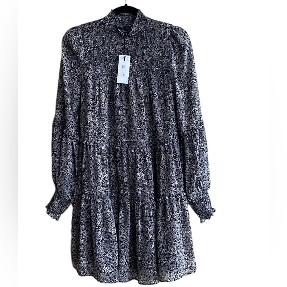NWT Dynamite Mock Neck Long Sleeve Black & White Mini Dress S